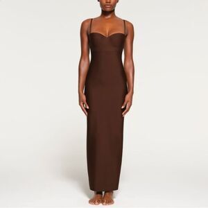 Skims Body Molded Underwire Dress Cocoa/Brown Size Large NWT